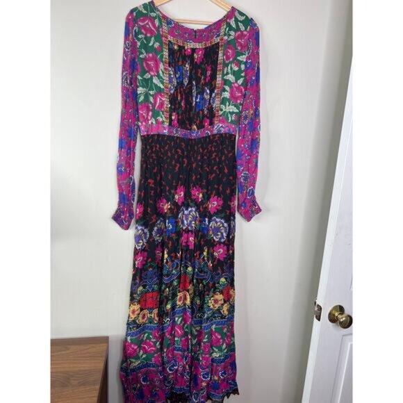 NEW Anthropologie Moulinette Soeurs Emporia Boho Lined Pink Maxi Dress Size: 6 - Picture 6 of 7